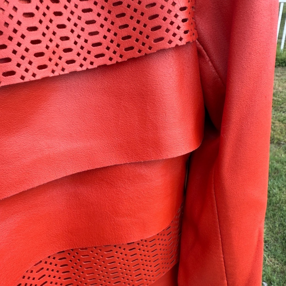 Bagatelle Orange Leather Women's Cropped Jacket Medium - Picture 11 of 12